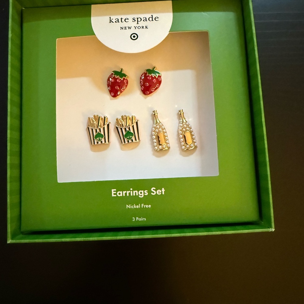 Kate Spade Strawberry, Fries, and Champagne Earrings